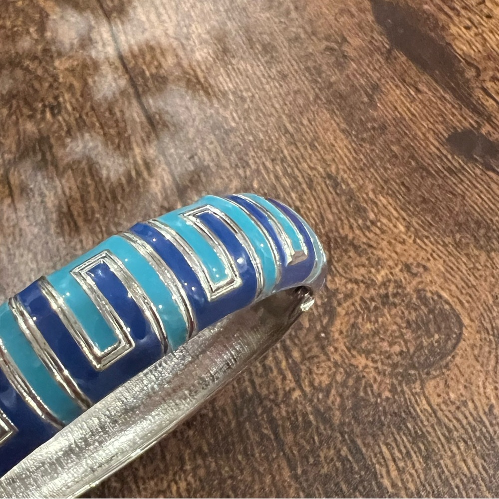 Blue and Silver Geometric Bangle